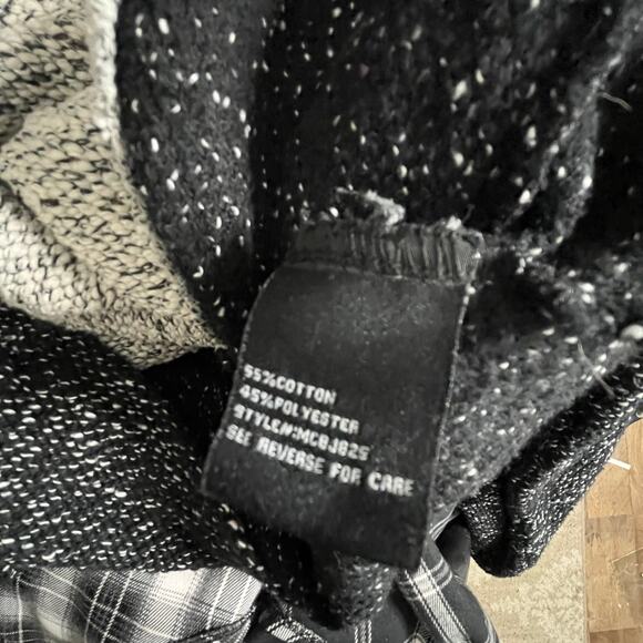 BNCI by Blanc Noir Sweater JKT Womens Small Black White Tweed Moto Asymmetrical - Picture 6 of 8